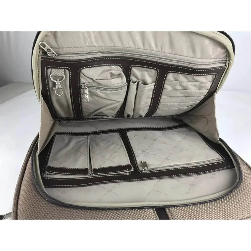 Samsonite Womens Beige Inner Pockets Zip Around Detachable Strap Laptop Bag‎